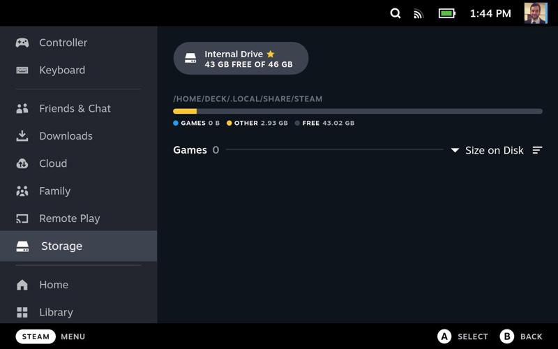 steam deck 64gb storage