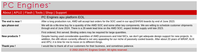 pc engines eol