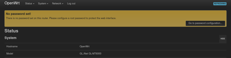 openwrt password change page