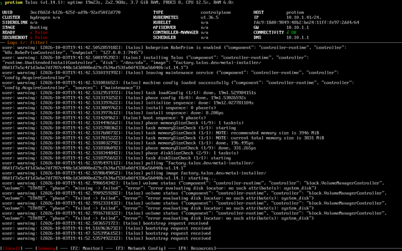 talos install in progress